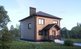 Проект двухэтажного дома из газобетона с облицовкой кирпичом